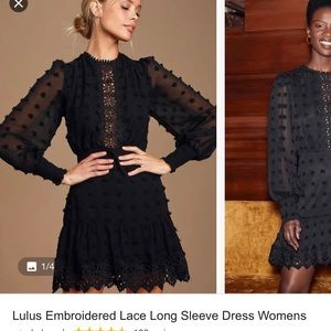 Lulus Embroidered Long Lace Sleeve Dress-TAGS ON